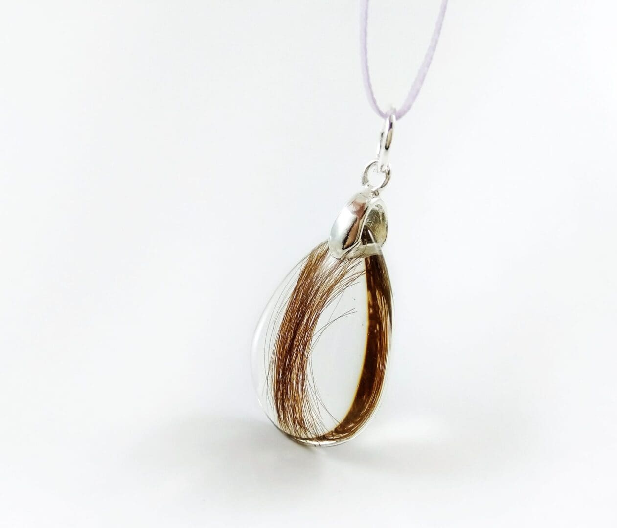 Lock of Hair Keepsake Jewellery - Clear Resin Teardrop Pendant - Image 4