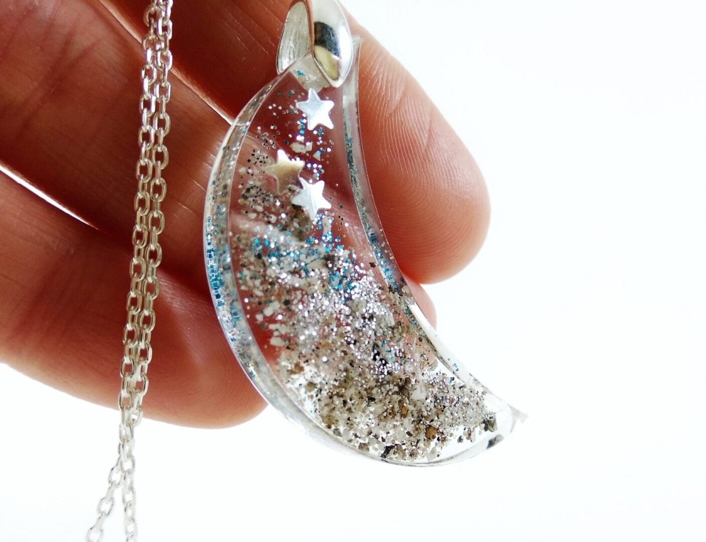 Cremation Ashes Moon Pendant - Memorial Resin Jewellery - Pet Loss Ashes Keepsake - Image 6