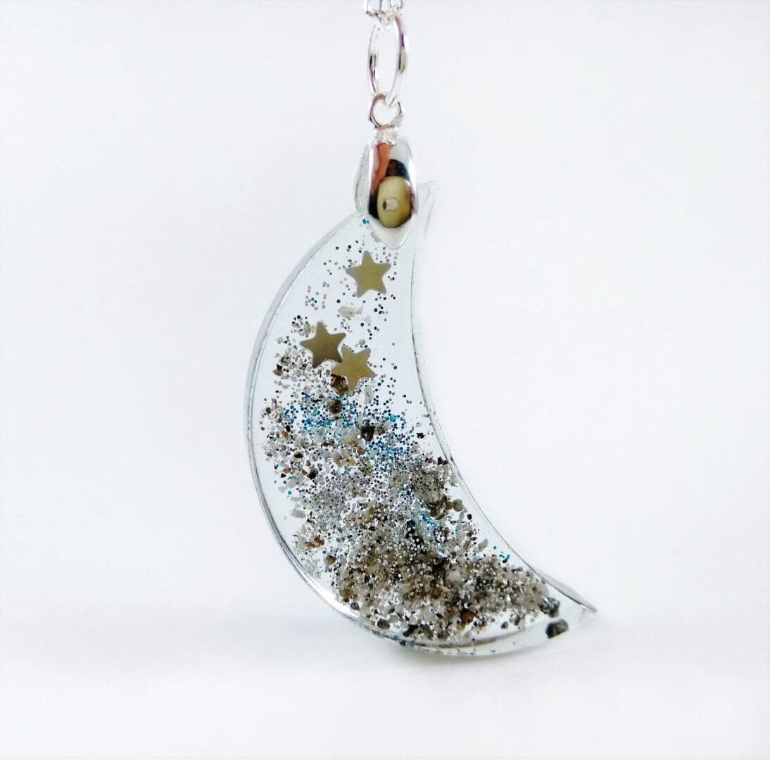 Cremation Ashes Moon Pendant - Memorial Resin Jewellery - Pet Loss Ashes Keepsake - Image 3