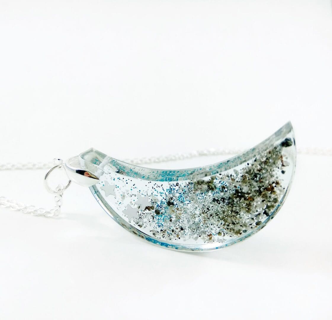 Cremation Ashes Moon Pendant - Memorial Resin Jewellery - Pet Loss Ashes Keepsake