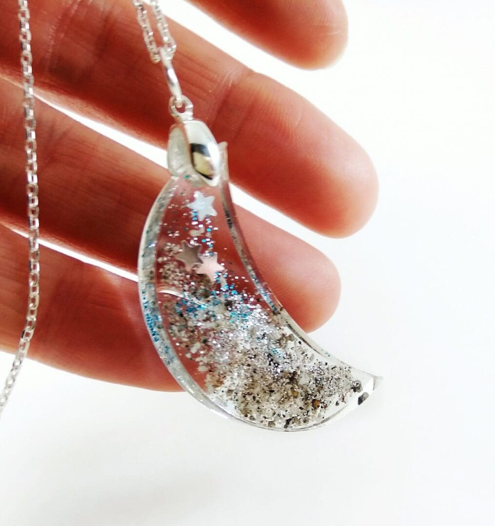 Cremation Ashes Moon Pendant - Memorial Resin Jewellery - Pet Loss Ashes Keepsake - Image 2