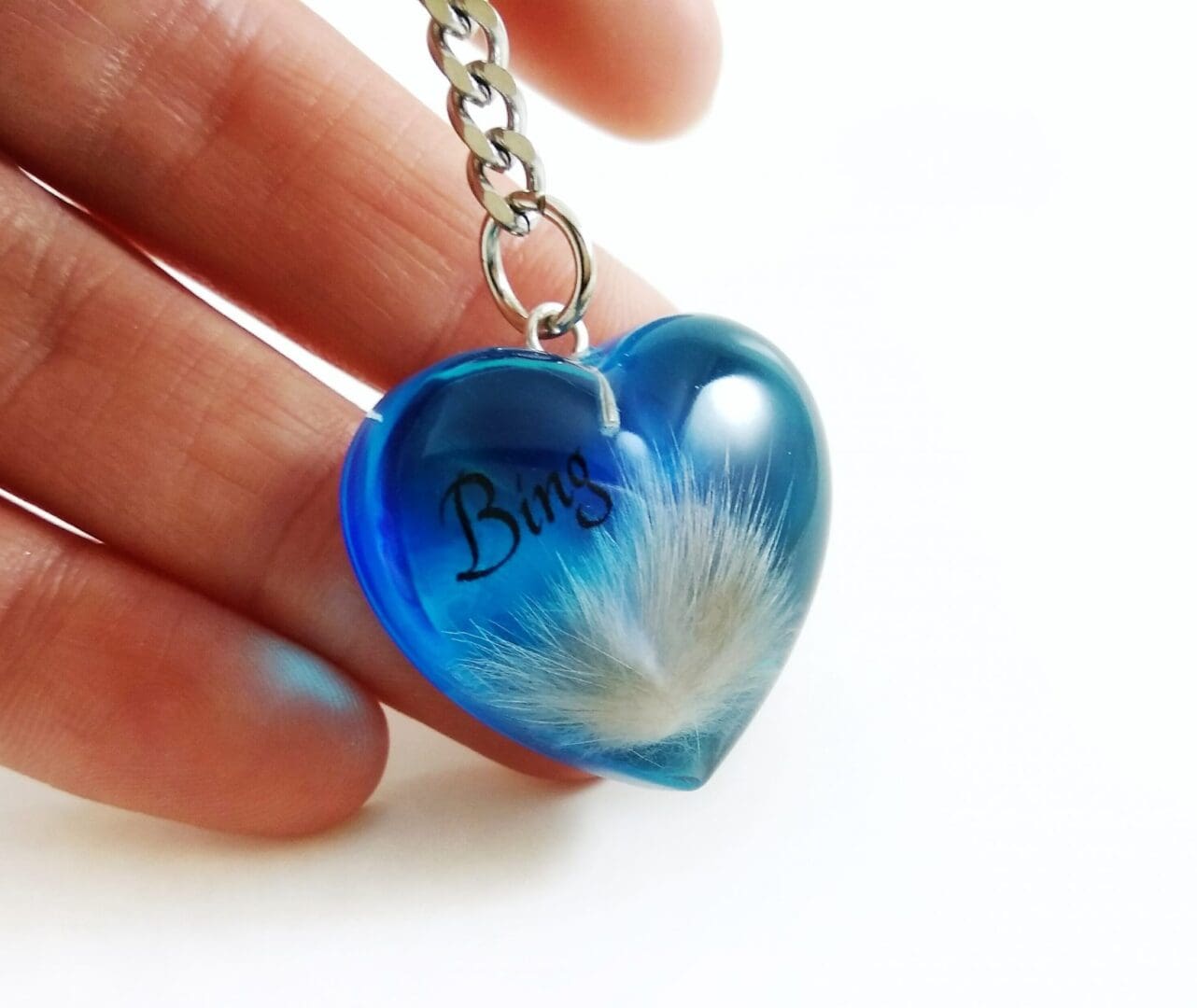 Pet Fur Keepsake Pendant - Lock of Hair Memorial Jewellery - Personalised Heart Necklace - Dog Cat Loss Gift