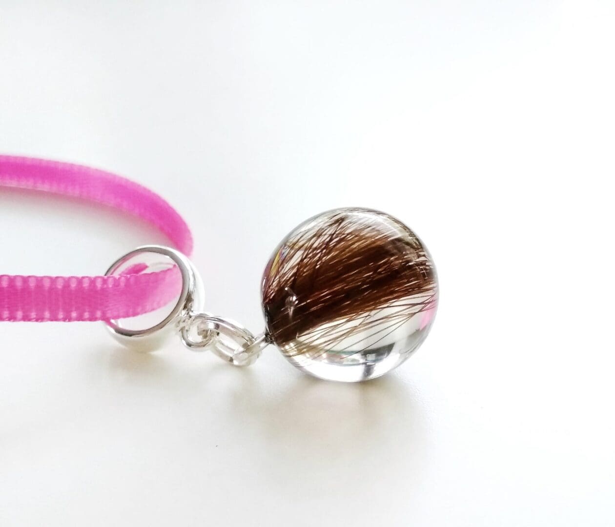 13mm Sphere Hanging Charm with Lock of Hair - Custom Memorial Bracelet - Hair Keepsake Jewellery - Image 4
