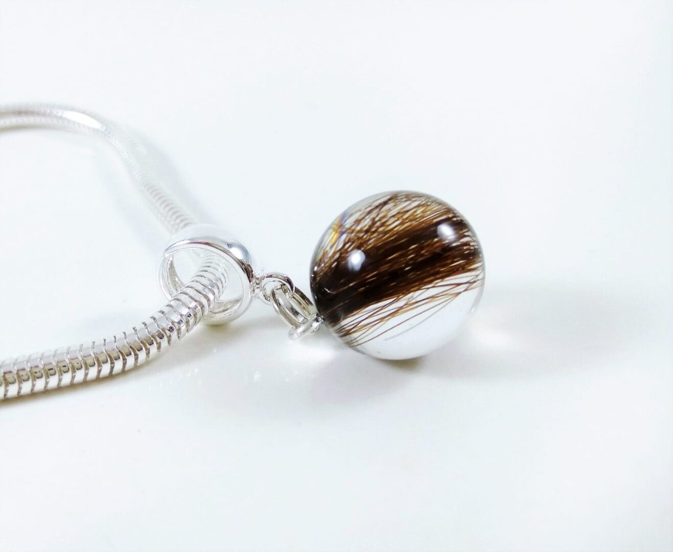 13mm Sphere Hanging Charm with Lock of Hair - Custom Memorial Bracelet - Hair Keepsake Jewellery - Image 2