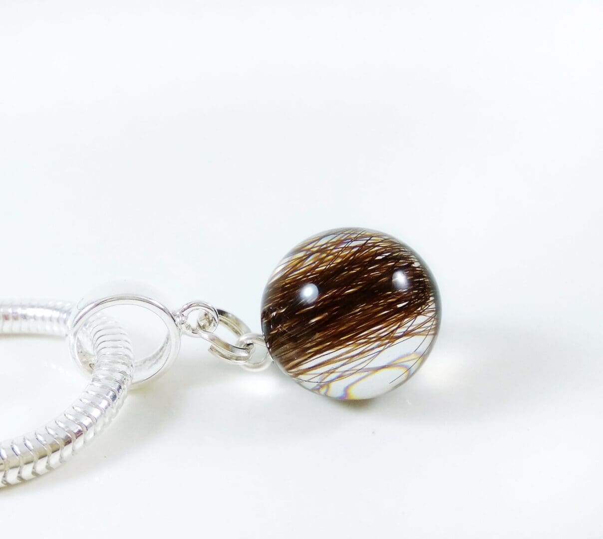 13mm Sphere Hanging Charm with Lock of Hair - Custom Memorial Bracelet - Hair Keepsake Jewellery - Image 3