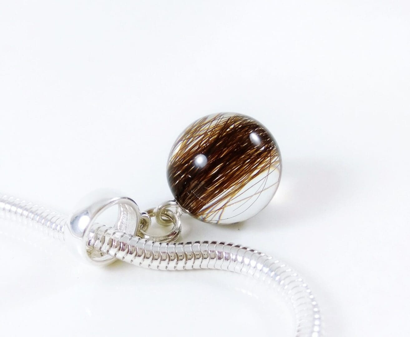 13mm Sphere Hanging Charm with Lock of Hair - Custom Memorial Bracelet - Hair Keepsake Jewellery