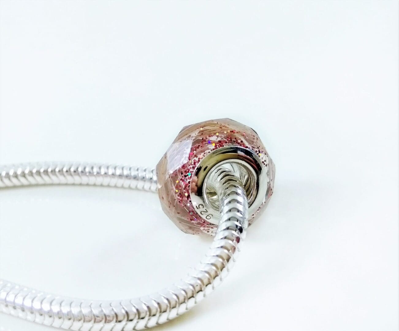 Faceted Hair Keepsake European Bead Bracelet - Memorial Jewellery - Loss of Loved One Charm - Image 2