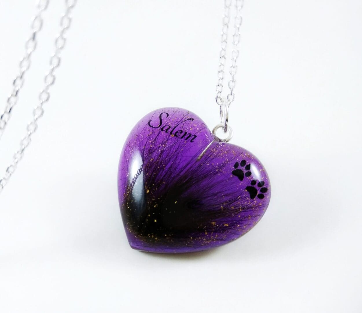 Purple Heart Hair Keepsake Locket - Personalised Pet Memorial Jewellery - Image 2