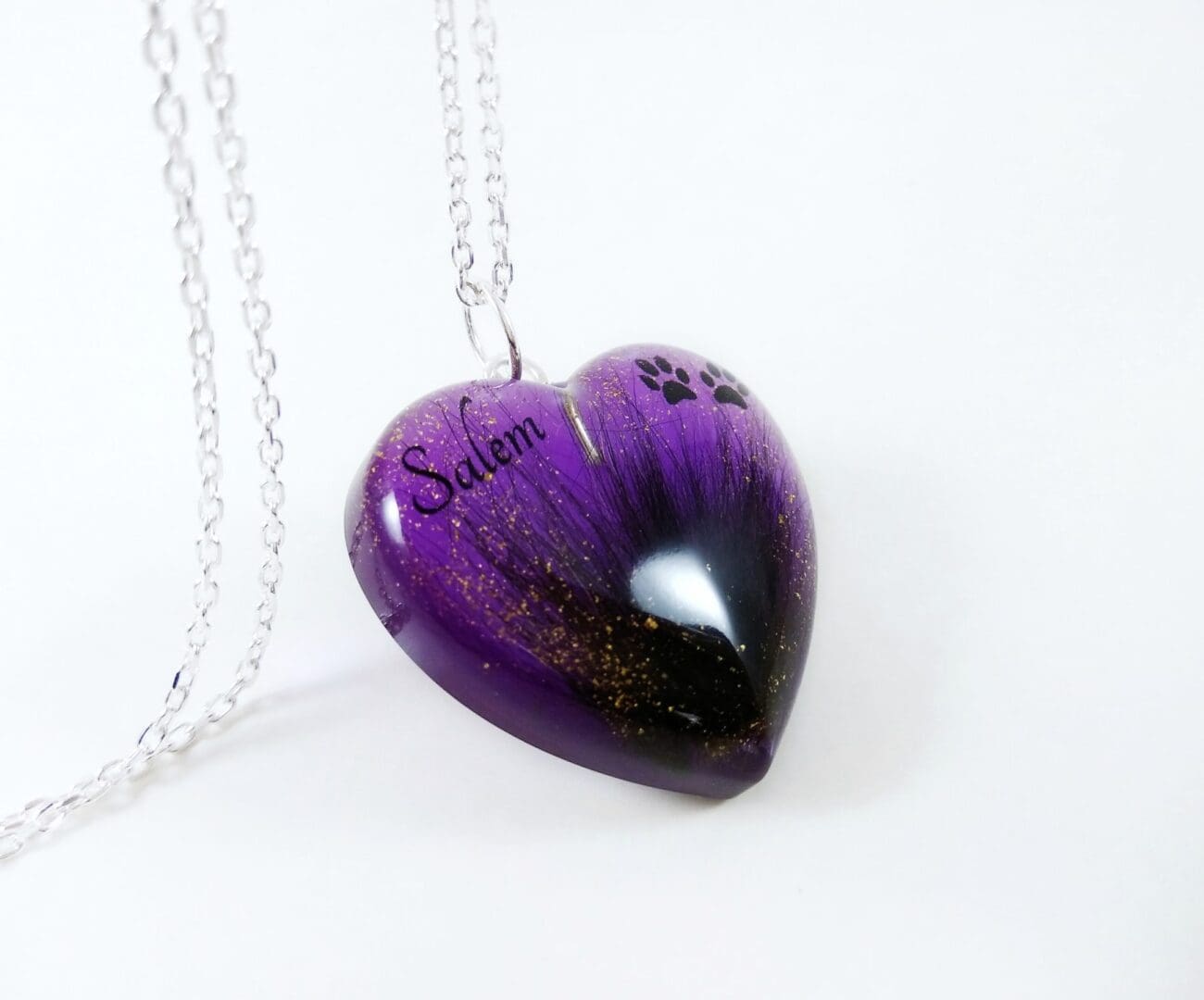 Purple Heart Hair Keepsake Locket - Personalised Pet Memorial Jewellery - Image 3