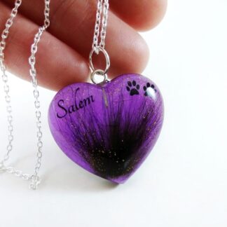 Purple Heart Hair Keepsake Locket - Personalised Pet Memorial Jewellery