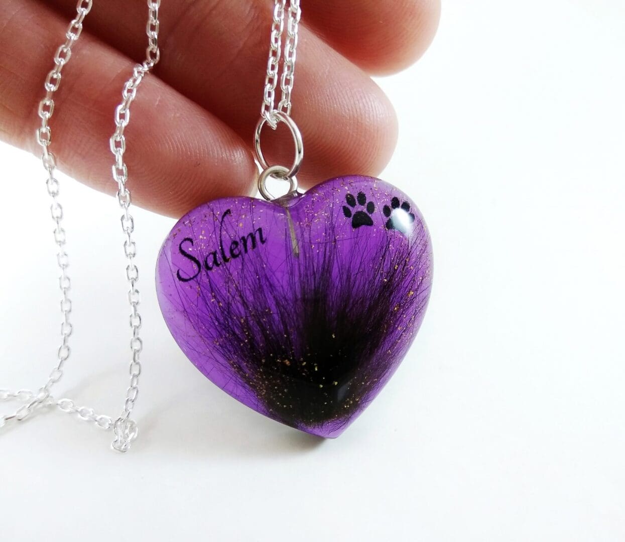 Purple Heart Hair Keepsake Locket - Personalised Pet Memorial Jewellery