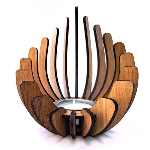 Tealight holder made from wood. Available in birch, oak, walnut or mahogany. - Image 8