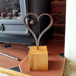 Hand Forged Metal Heart, Hand Made By Chris The Smith, Set In Wood.