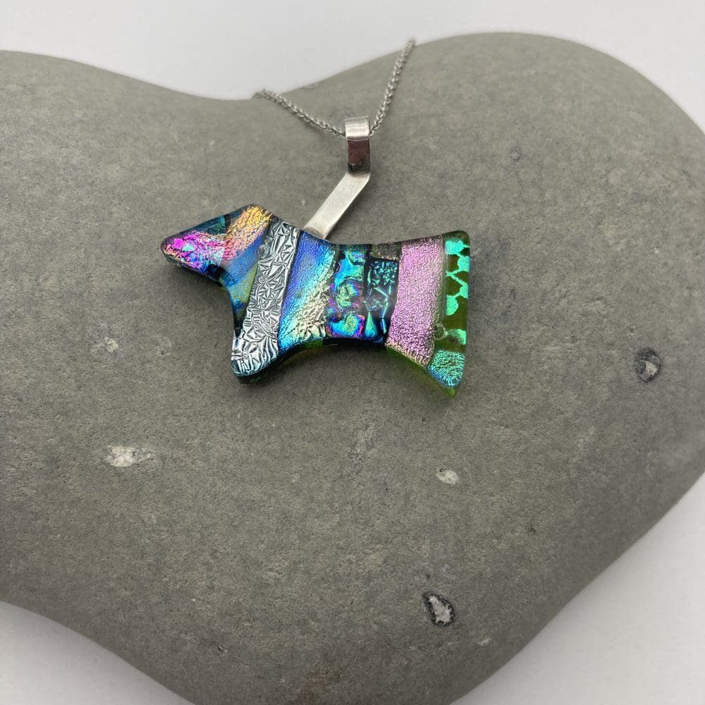 One of a kind dichroic glass dog necklace - Image 5