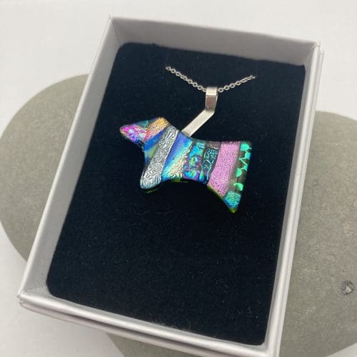 One of a kind dichroic glass dog necklace - Image 7