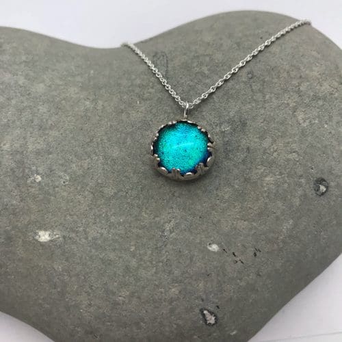 Colourful dichroic glass and sterling silver necklaces - Image 2