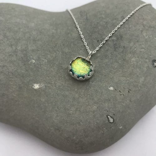 Colourful dichroic glass and sterling silver necklaces - Image 4