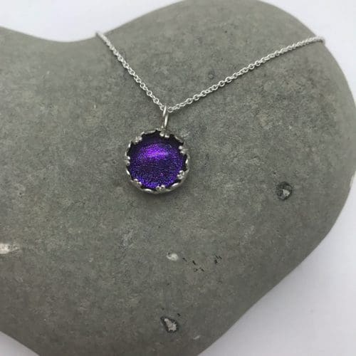 Colourful dichroic glass and sterling silver necklaces - Image 3