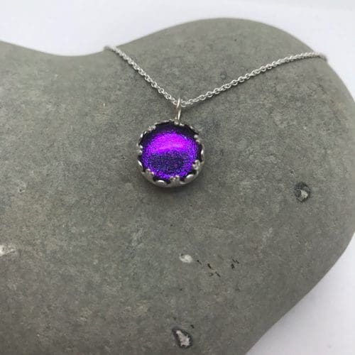 Colourful dichroic glass and sterling silver necklaces - Image 8