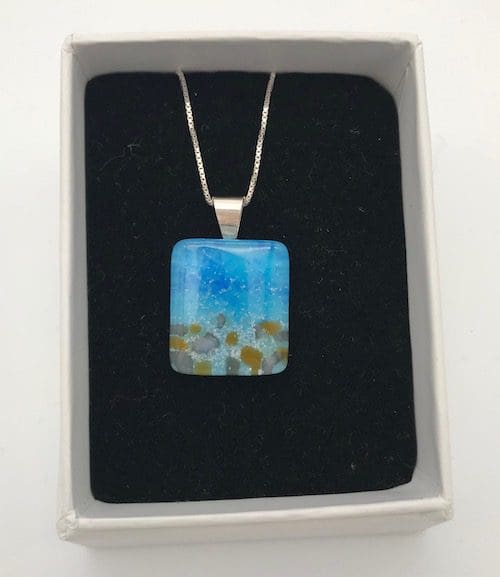 Handmade fused glass seascape pendant with sand from Australia - Image 8
