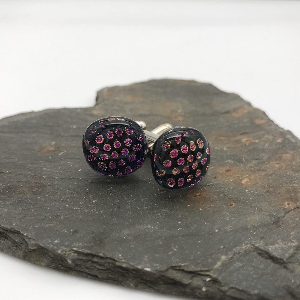 Purple with dot pattern cufflinks - Image 5