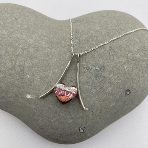 Dichroic glass heart ring saver necklace - Image 9