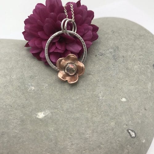 Copper and silver daisy necklace - Image 9