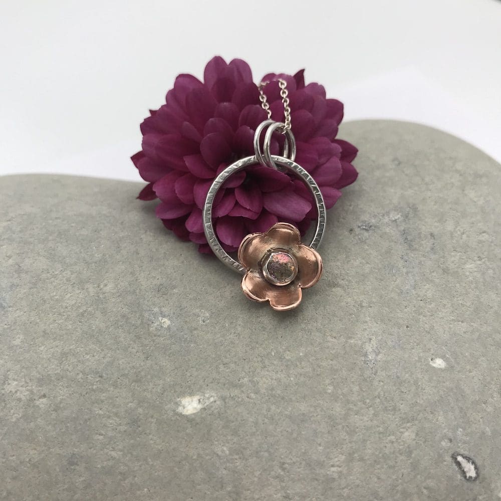 Copper and silver daisy necklace - Image 6