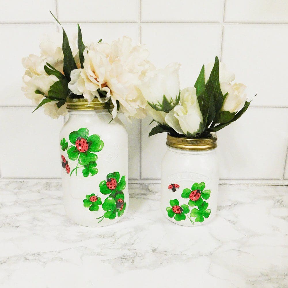 Ladybird and Clover Painted 1 Litre or 500 ml Kilner Storage Jar Vase - Image 5
