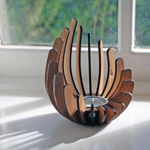 Tealight holder made from wood. Available in birch, oak, walnut or mahogany. - Image 9