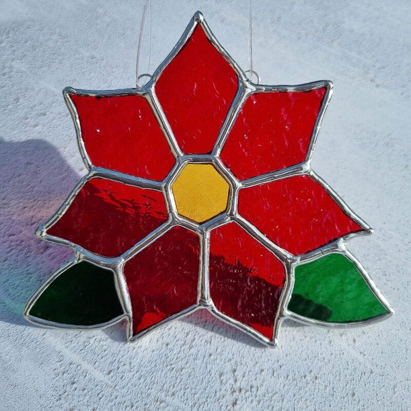 Stained Glass Christmas Poinsettia Suncatcher - Image 7