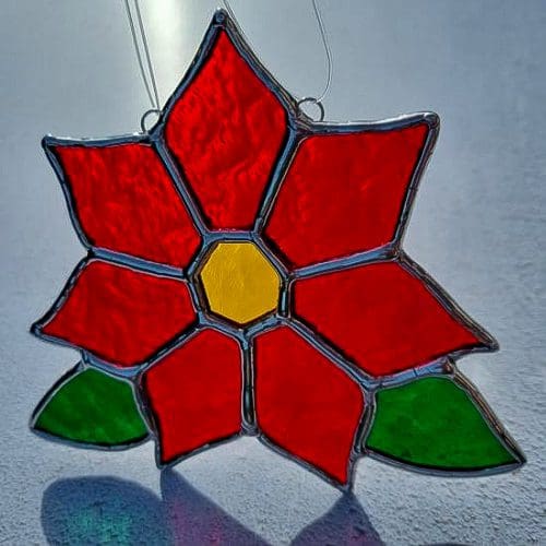 Stained Glass Christmas Poinsettia Suncatcher - Image 8