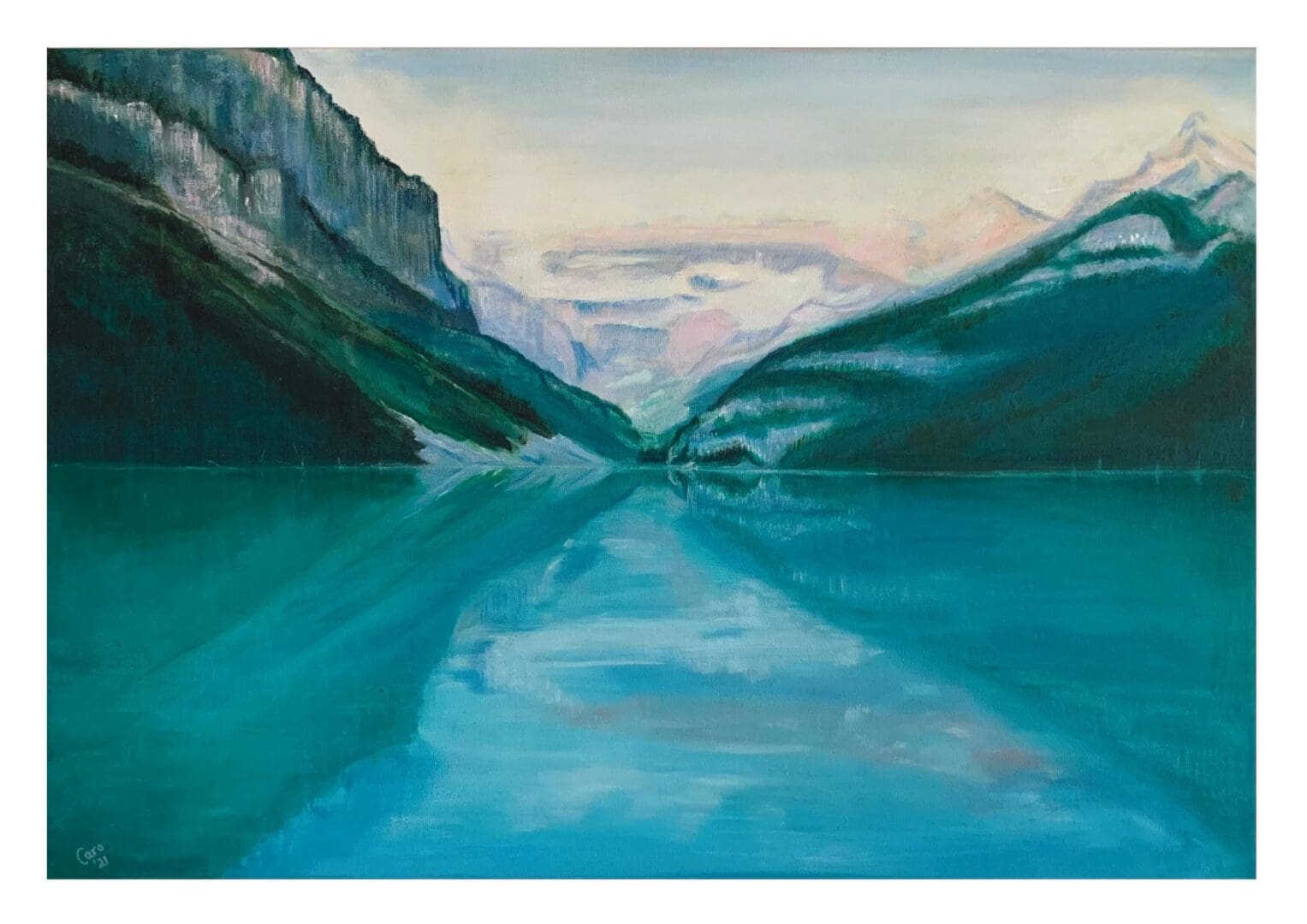 Mountain Lake Energy Art Landscape A4 print - Image 2