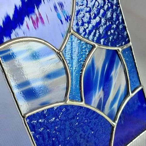 Stained Glass Organic Blues Suncatcher - Image 9