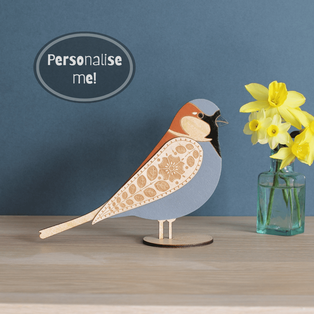 Standing Wooden House Sparrow Decoration - Image 6