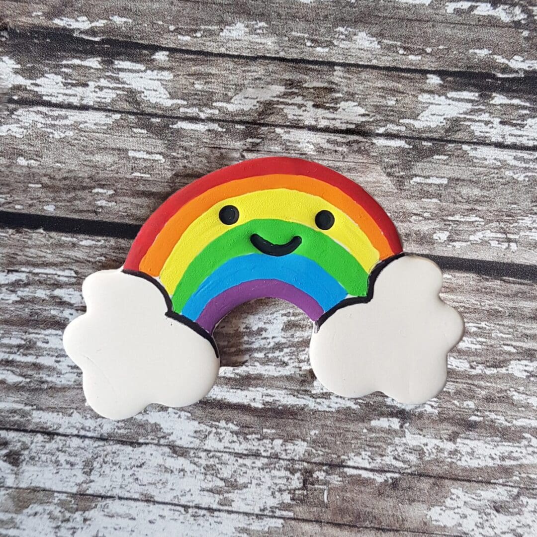 Happy Rainbow hanging decoration OR Fridge Magnet, Hand painted, Handmade - Image 9