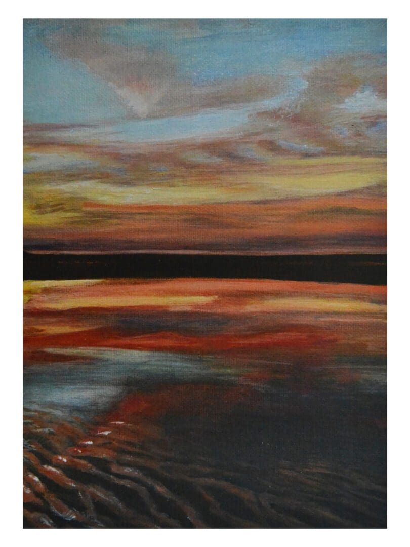 Beach Sunset reflecting a Love Heart sky A4 Print-Energy Art Landscapes - Image 6
