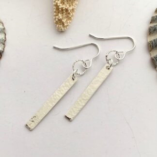 Textured Sterling Silver Bar Earrings