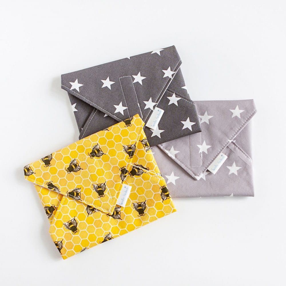 Eco Friendly Reusable Sandwich Wrap in Light Grey Stars - Image 4