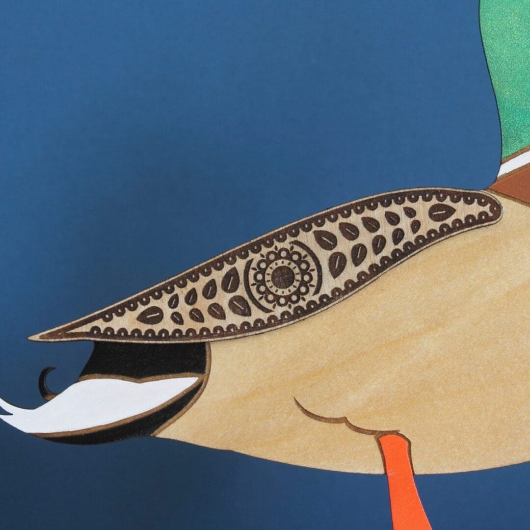 Standing Wooden Mallard Duck - Etched and Hand Painted - Image 4