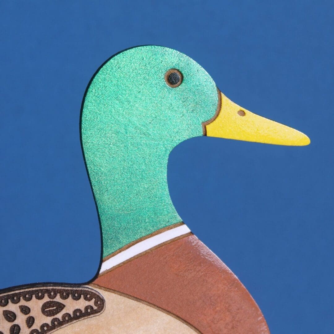 Standing Wooden Mallard Duck - Etched and Hand Painted - Image 6