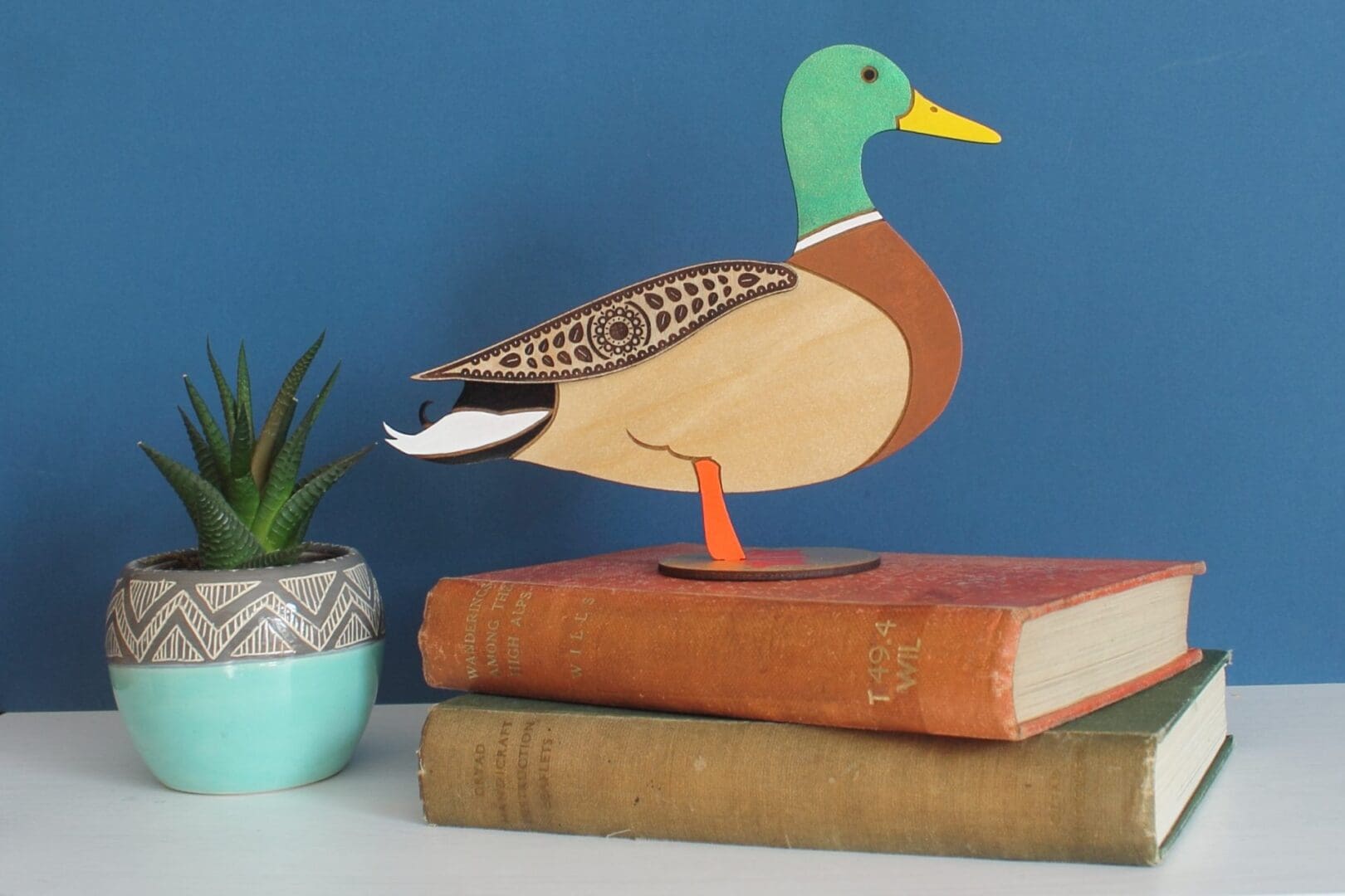 Standing Wooden Mallard Duck - Etched and Hand Painted - Image 3
