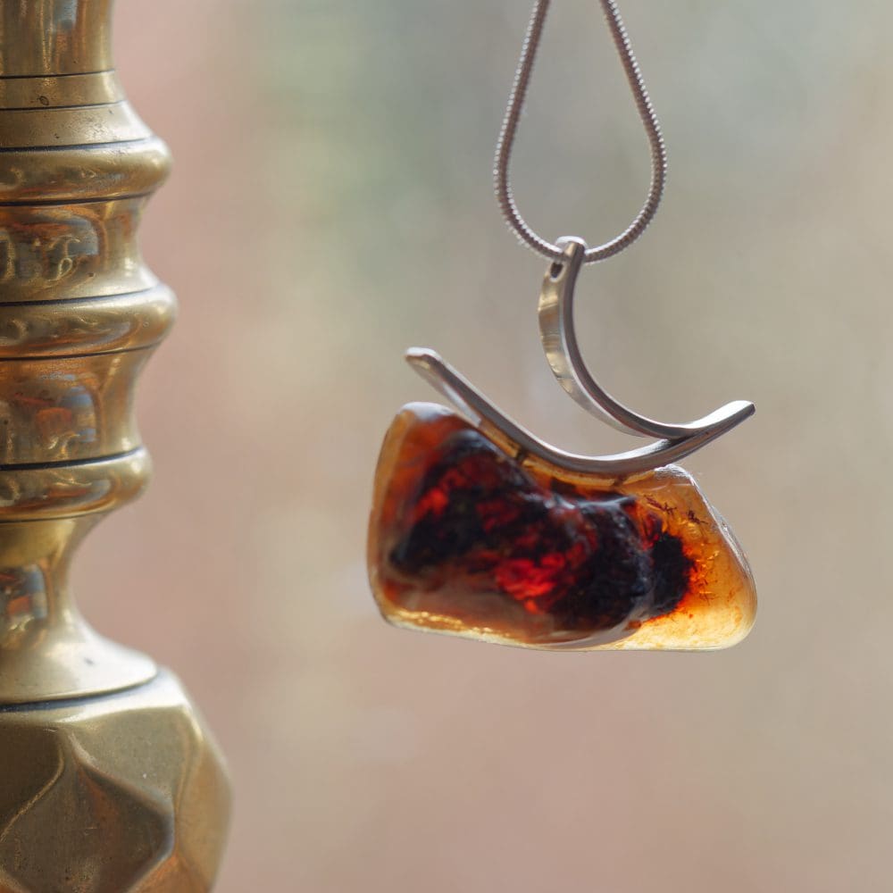 Freeform Indonesian Amber pendant - Image 4