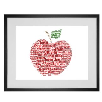 Personalised Apple Thank You Teacher Gift Word Art Print