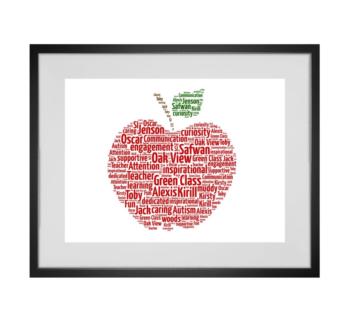 Personalised Apple Thank You Teacher Gift Word Art Print