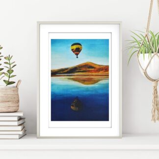 Blue Sky African Balloon Adventure A4 Print- Energy Art Paintings.