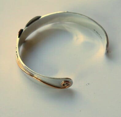 Silver bangle with silver and copper bird - Image 7