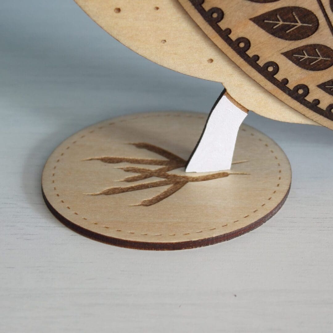 Standing Wooden Barn Owl Decoration Ornament - Etched and Hand Painted - Image 3