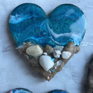 Resin beach heart fridge magnets - original beach