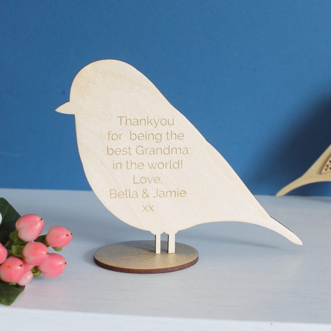 Standing Wooden Pigeon Decoration Ornament - Etched and Hand Painted - Image 7